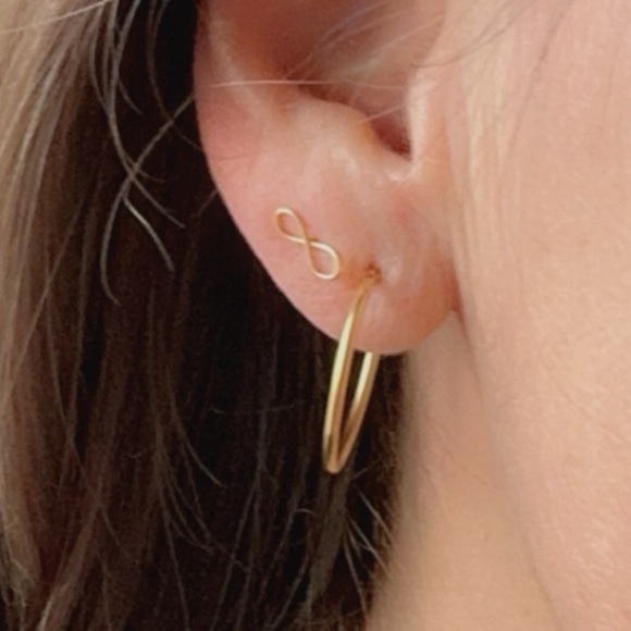 14k Gold Vermeil Classic Gold Hoops 20mm - Picture 10 of 10